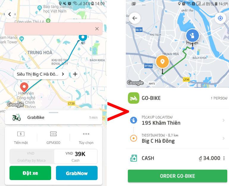 So sánh giá cước dịch vụ xe ôm của Grab và Go-Viet : đi bên nào tiết kiệm mà được phục vụ tốt hơn ?