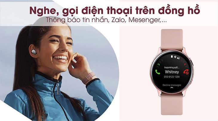 Samsung Galaxy Watch Active 2 viền nhôm 40 mm với dải silicone màu hồng