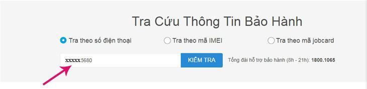 Chọn có hiển thị bảo hành bằng số điện thoại đã đăng ký hay không