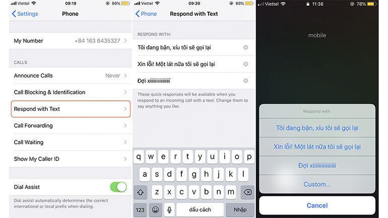 Mẹo tạo tin nhắn trả lời khi bạn không thể trả lời điện thoại trên iPhone của mình