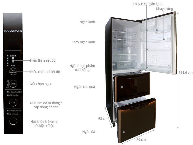 Tủ lạnh 3 cửa Hitachi R-SG37BPG