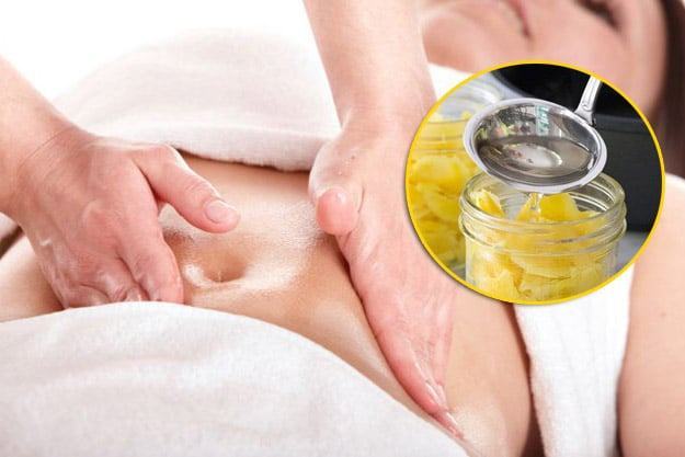 Massage giảm mỡ bụng bằng rượu gừng